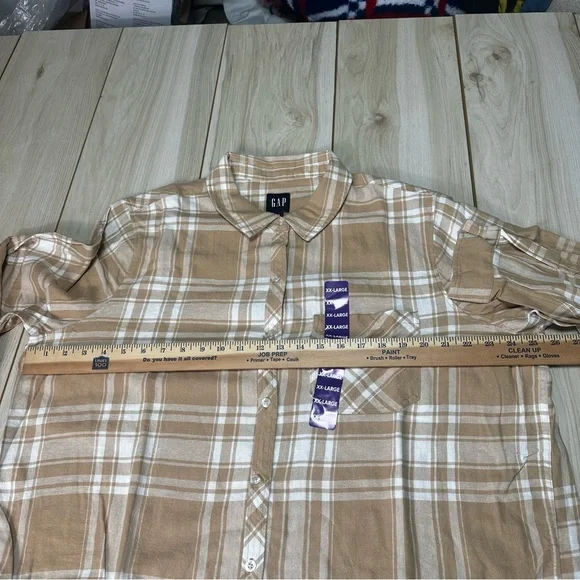Gap Women's Soft‎ Cotton Relaxed Fit Button Up Flannel Shirt Size XXLarge -New - Picture 7 of 11